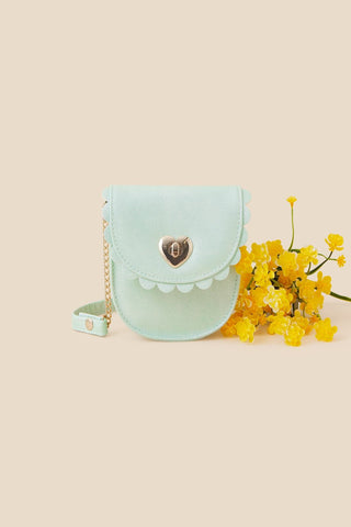 Girls Scallop Edge Heart Clasp Cross-Body Bag