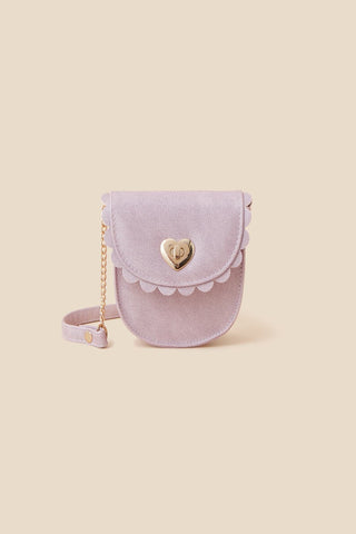 Girls Scallop Edge Heart Clasp Cross-Body Bag