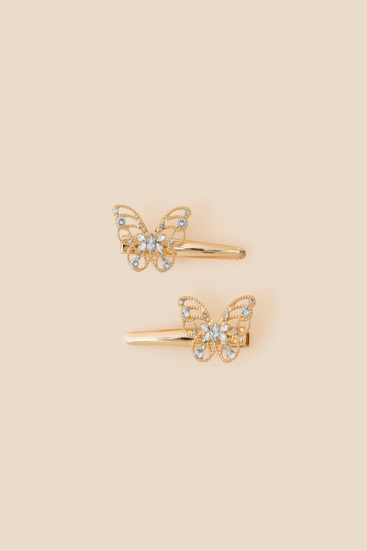 Kids Metal Butterfly Salon Clips Set Of Two