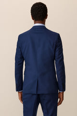 Bright Blue Slim Fit Textured Suit Jacket