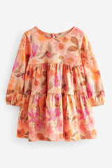Pink Floral 100% Cotton Long Sleeve Jersey Dress