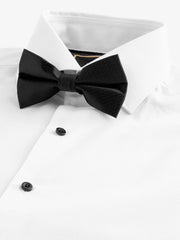 White Textured/Black Bow Tie Slim Fit Single Cuff Shirt And Bow Tie Pack