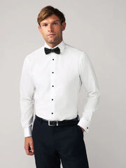 White Textured/Black Bow Tie Slim Fit Single Cuff Shirt And Bow Tie Pack