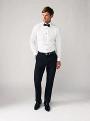 White Textured/Black Bow Tie Slim Fit Single Cuff Shirt And Bow Tie Pack