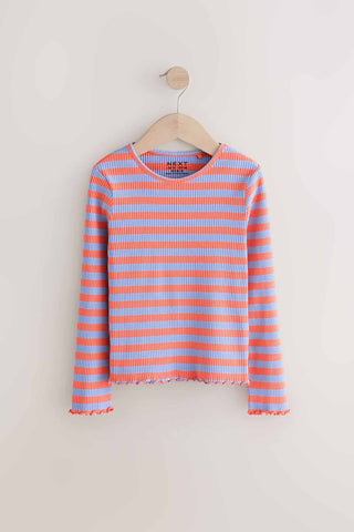 Orange/Purple Stripe Rib Long Sleeve T-Shirt