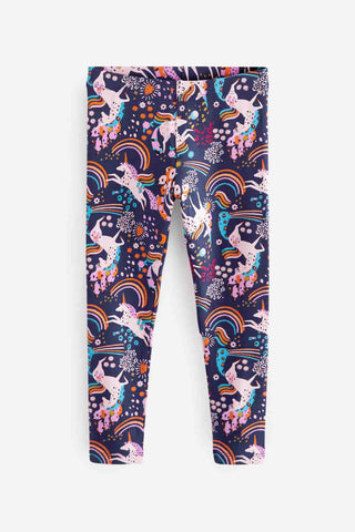 Navy Unicorn Rainbow Printed Leggings