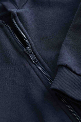 Navy Blue Zip Through Hoodie