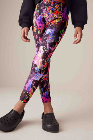 Black/Pink/Green Splat Printed Leggings