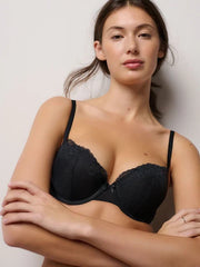 Black A-DD Push Up Padded Balcony Bra