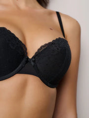Black A-DD Push Up Padded Balcony Bra