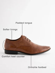 Tan Brown Standard Fit Derby Lace-Up Shoes