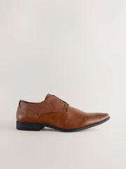 Tan Brown Standard Fit Derby Lace-Up Shoes