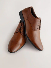 Tan Brown Standard Fit Derby Lace-Up Shoes