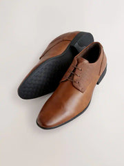 Tan Brown Standard Fit Derby Lace-Up Shoes