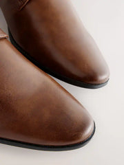 Tan Brown Standard Fit Derby Lace-Up Shoes