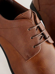 Tan Brown Standard Fit Derby Lace-Up Shoes