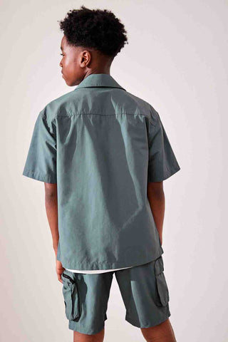 Blue Short Sleeve Utility Shirt & Shorts Set