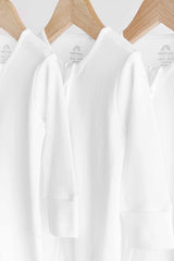 White Essential Zipped 100% Cotton Baby Sleepsuits 3 Pack