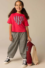 Red 100% Cotton Sequin Heart Print T-Shirt