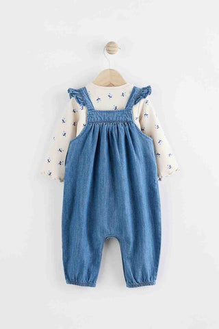 Denim Baby Dungaree and Long Sleeve Bodysuit Set