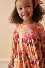 Pink Floral 100% Cotton Long Sleeve Jersey Dress