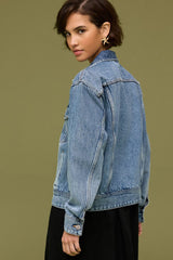 Mid Blue Oversized Denim Trucker 100% Cotton Jacket