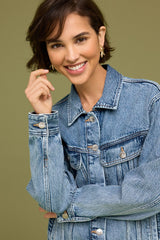 Mid Blue Oversized Denim Trucker 100% Cotton Jacket