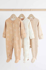 Neutral Baby Bear 100% Cotton Sleepsuits 3 Pack