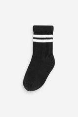 Black Cushioned Footbed Cotton Rich Ribbed Tipped Socks 3 Pack