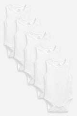 White 5 Pack Baby Vest Bodysuits