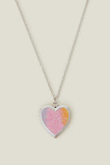 Girls Glitter Heart Locket Necklace