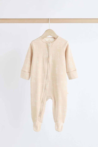 Neutral Baby Bear 100% Cotton Sleepsuits 3 Pack