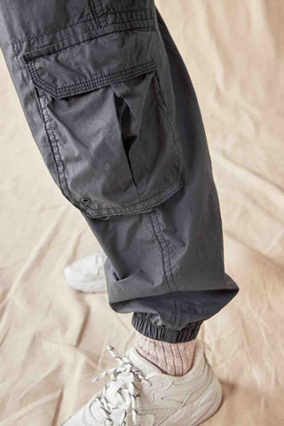 Charcoal Grey 100% Cotton Parachute Cargo Trousers