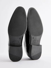Black Standard Fit Patent Oxford Toe Cap Shoes