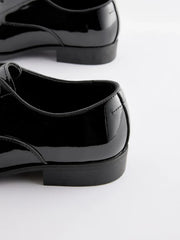Black Standard Fit Patent Oxford Toe Cap Shoes