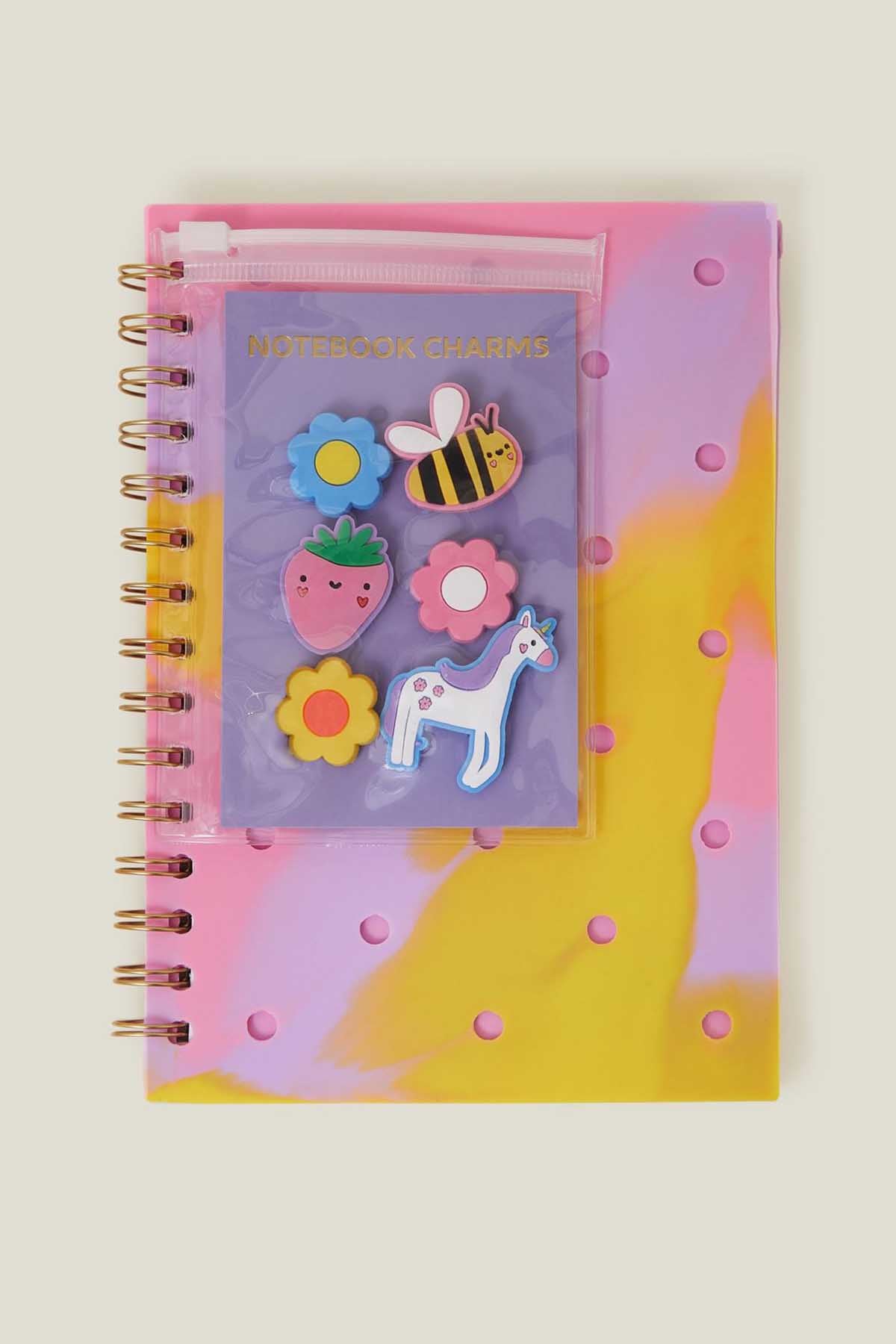 Girls Notebook and Cover Charms Set