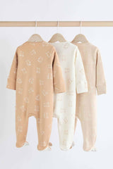 Neutral Baby Bear 100% Cotton Sleepsuits 3 Pack