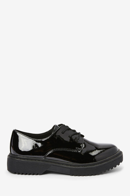 Black Patent Chunky Lace-Up Shoes For Boys NEXT UK