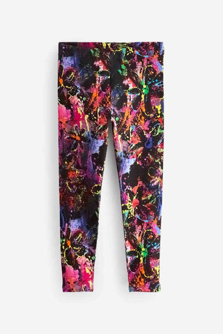 Black/Pink/Green Splat Printed Leggings