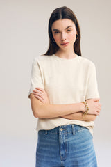 Oatmeal Cream Heavyweight Short Sleeve Crew Neck T-Shirt