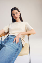 Oatmeal Cream Heavyweight Short Sleeve Crew Neck T-Shirt