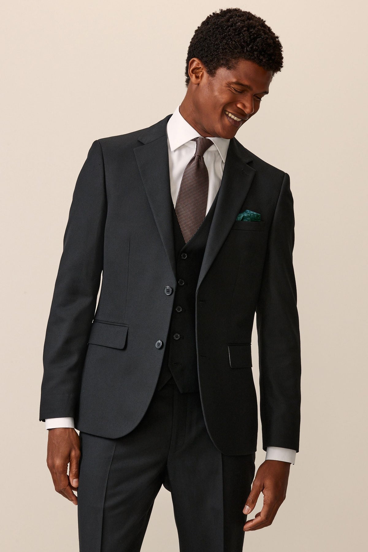 Black Slim Fit Textured Suit Jacket