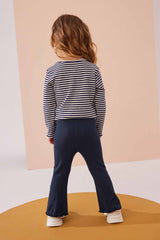 Navy Rib Flare Leggings