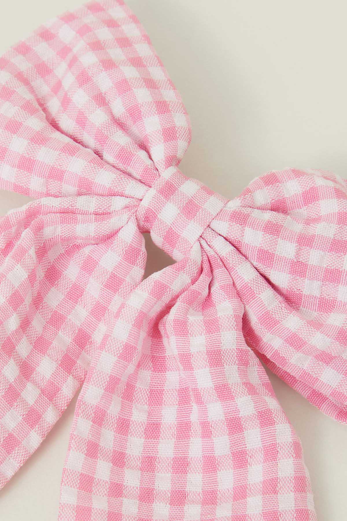 Gingham Bow Barrette Hair Clip
