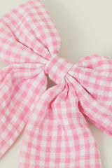Gingham Bow Barrette Hair Clip