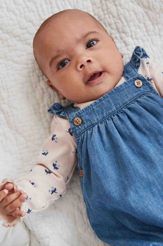 Denim Baby Dungaree and Long Sleeve Bodysuit Set