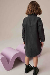 Black Denim 100% Cotton Shirt Dress