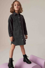 Black Denim 100% Cotton Shirt Dress