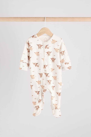 Neutral Hamish Baby 100% Cotton Sleepsuits 3 Pack