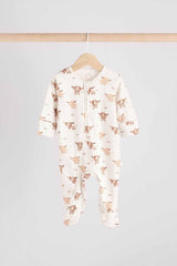 Neutral Hamish Baby 100% Cotton Sleepsuits 3 Pack